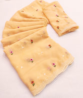 Faux Georgette with Sunflower Embroidery work Saree